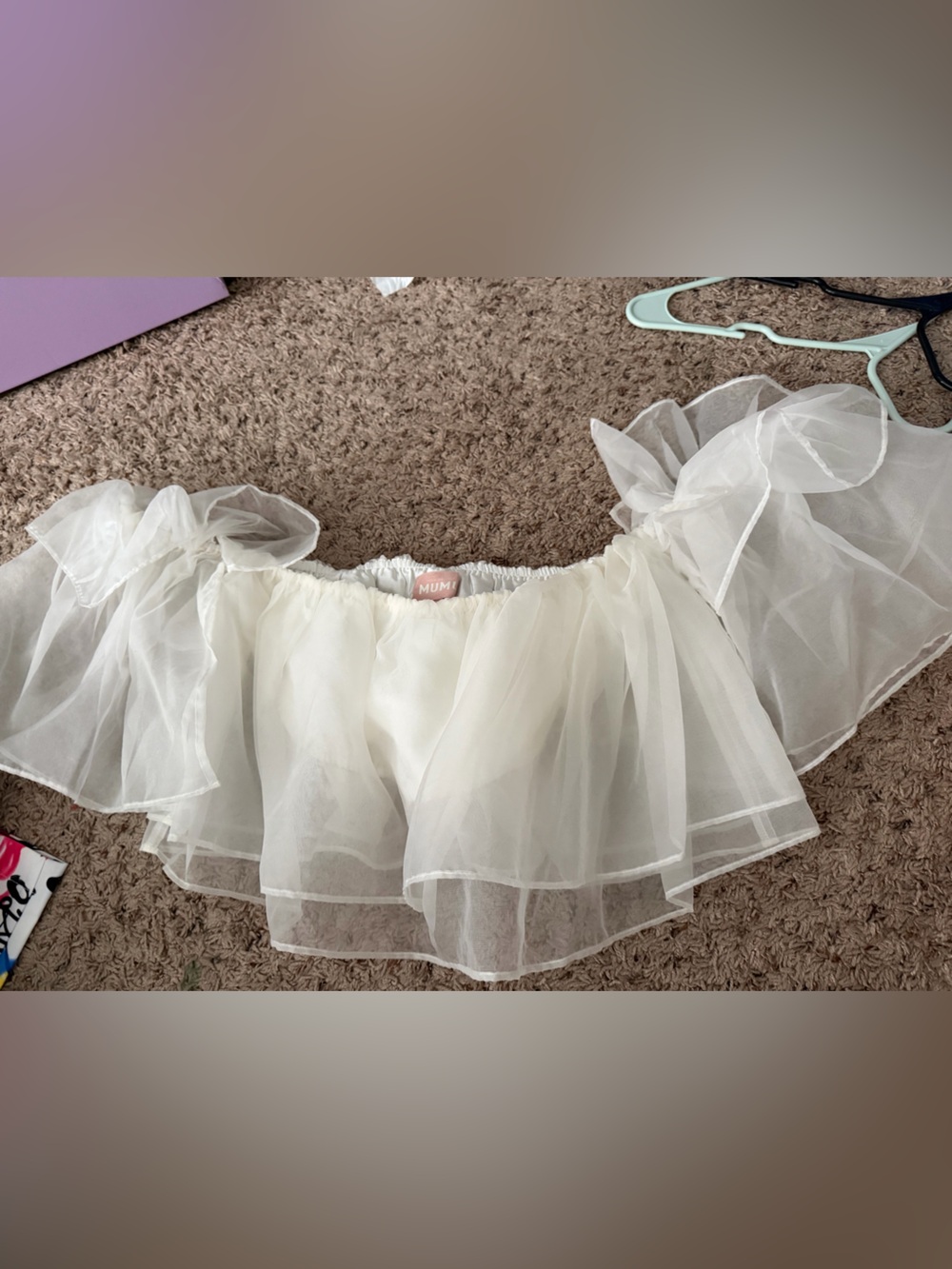 Sheer Ivory Organza Ruffle Top